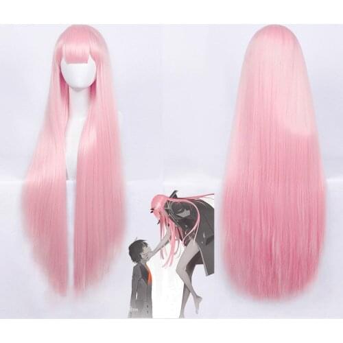 New Arrival DARLING in the FRANXX 02 Cosplay Wigs Zero Two Wigs 100cm Long Pink Synthetic Hair Cosplay Wig props