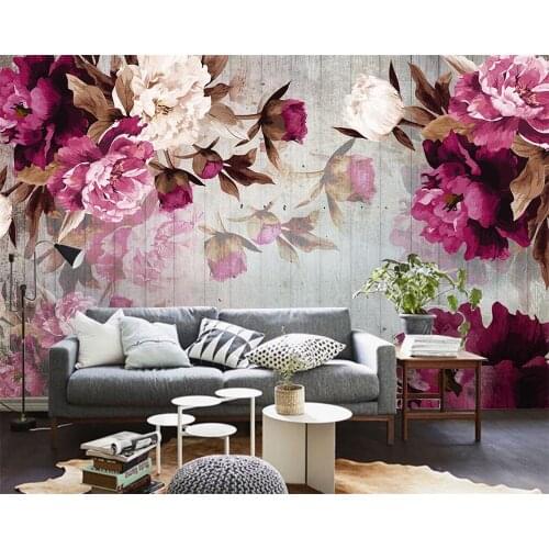 Beibehang Custom wallpaper vintage hand painted wood floral TV background home decoration living room bedroom mural 3d wallpaper