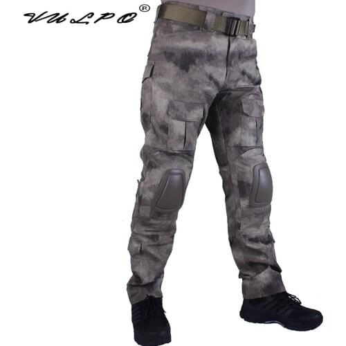 Hunting camouflage pants tactische Broek A-TACS AT broek en kniebeschermers militaire game cosplay uniform