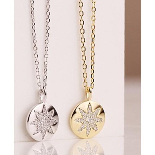 Necklaces For Women Simplicity Real Silver 925Jewelry Fashion Goth Gold Chains Sterling Undefined Pendant Star Cute Zircon Round