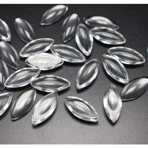 50 Transparent Clear Horse Eye Dome Flatback Glass Cabochon 9X20mm