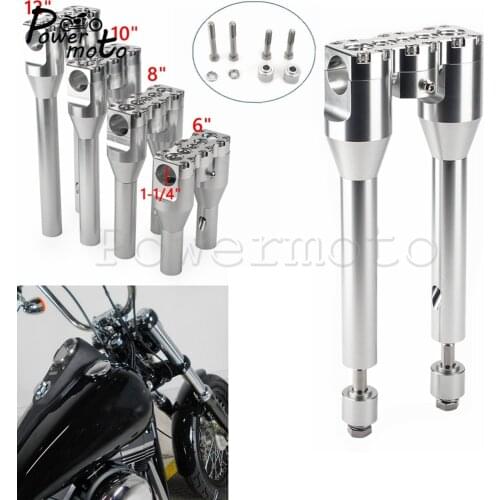 Motorcycle 1-1/4" Handle Column Straight Riser Up 6" 8" 10" 12" One- piece Modular Riser Clamp for Harley Dyna Softail Sportster