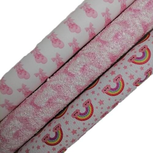 Pink Glitter leather, Ballets Shoes Printed synthetic leather, Rainbow Faux Leather Sheets For Bow A4 21x29CM KM646