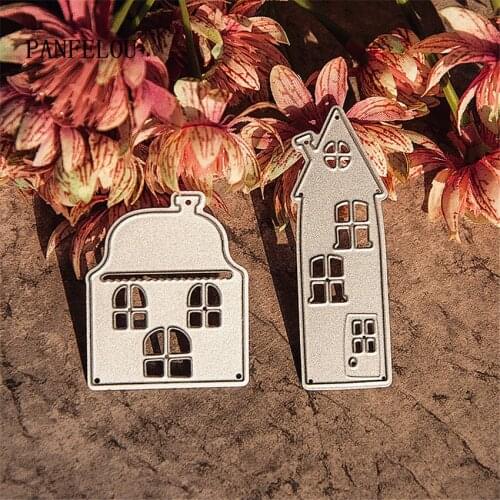 PANFELOU 1lot=2PCS house combination metal craft Carbon Steel Cutter paper die cutting dies Scrapbooking/DIY Embossing cards