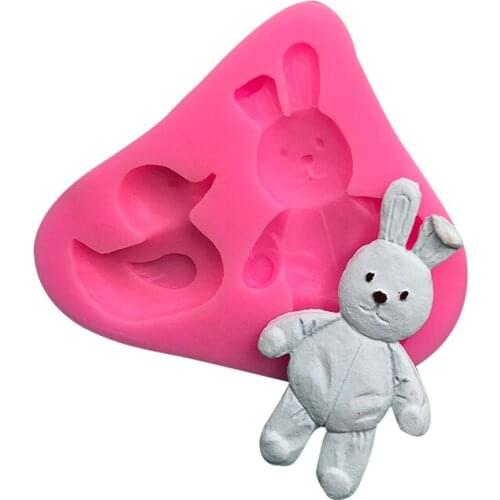 Doll rabbit duck silicone mold chocolate sugar cake decoration baking tools children cartoon clay model toys
