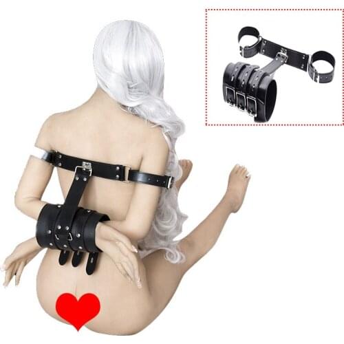 SM Leather Arm Binder Arm To Wrist Restraint Slave Locking Behind The Back Elbows And Wrists Bondage Cuffs,BDSM Female Sex Toy