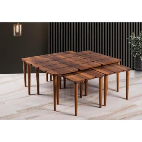 Modern Checkerboard Walnut 4 + 1 Medium table coffe table