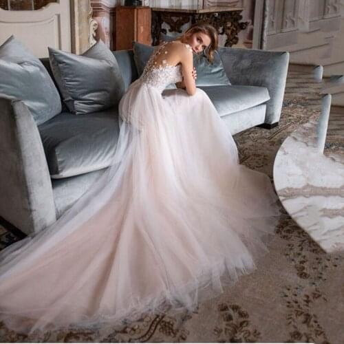 SoDigne Boho Wedding Dresses 2021 Lace Appliques Tulle Wedding Gown Beach Bridal Dress Plus Size bestidos de novia