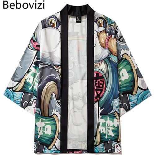 Traditional Kimono New Design Japanese Anime Panda Print Haori Yukata Cosplay Costume Women Men Fashion Casual Top Coat