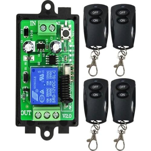 Universal Wireless Remote DC12V 24V 1CH rf Relay and Transmitter Remote Garage/LED/Light/Fan/Home appliance Control switch