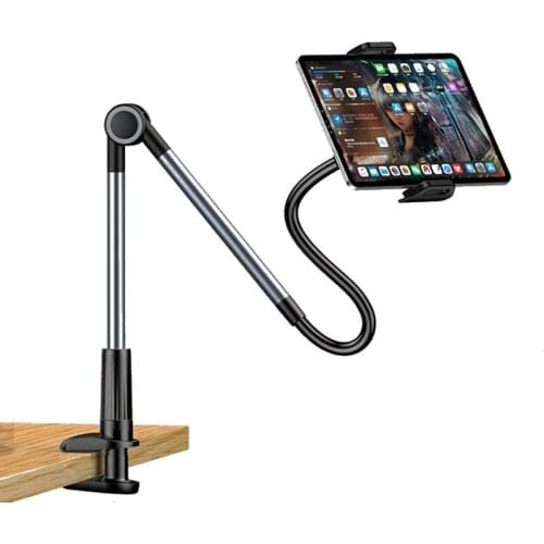 Universal Lazy Phone Tablet Tableside Bedside Clip Foldable Rotatable Long Arm Bracket 360 Degree Adjustable Stand Holder