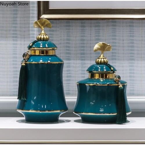 European-style Luxury Ceramic Storage Jar Vase Decoration Living Room Table Decoration Accessories Home Handicraft Decoration