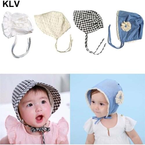 Vintage Baby Dot Cotton Bonnet Toddler Girls Lovely Beanie Infant Hats Newborn Granny Hat Milk Maid Hat Photo Props 0-2 Years