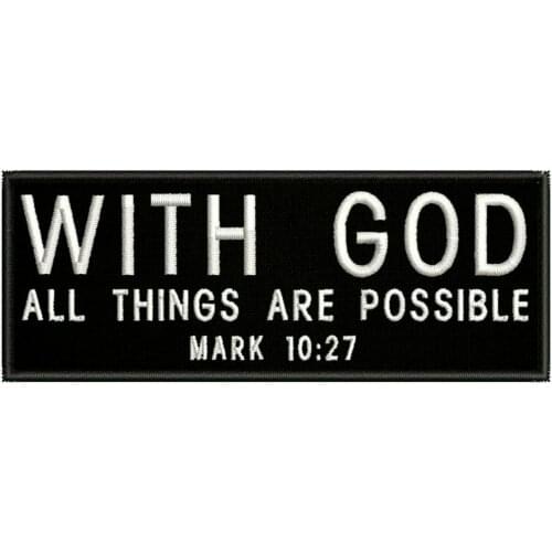 MARK 10-27 ROCKER EMBROIDERED PATCH CHRISTIAN RELIGIOUS iron BIBLE VERSE JESUS (Size is about 9.2*3.2 cm)