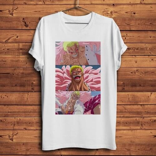 JOKER Donquixote Doflamingo funny anime tshirt Men summer new White Casual short T Shirt Unisex ONE Pirate streetwear tee