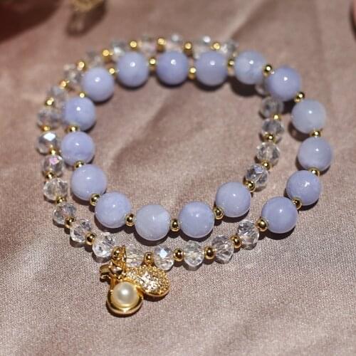 2021 New Fashion Zircon Peanut Pendant Two Circles Crystal Bracelets for Women Natural Freshwater Pearls Bracelet Jewelry YBR292