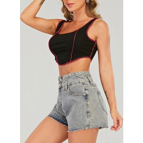 Vest Sleeveless Ribbed Crop Top Women Square Neck Knitted Ribbed Top for Summer sexy women summer crop tops sleeveless