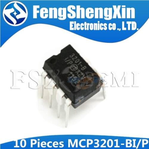 10pcs MCP3201-BI/P DIP-8 MCP3201 2.7V 12-Bit A/D Converter with SPI Serial Interface IC
