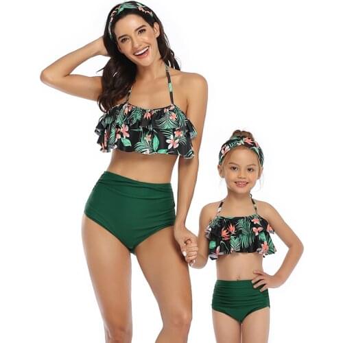 Baby Family Matching New Years 2021 Gift Costumes Family Mother Daughter Paired Look Toddler Girl Clothes Womens Swimsuit Kids
