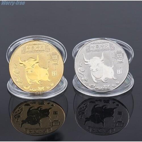 2021 New Year Chinese Zodiac Ox Commemorative Coins Collection Gift Decorative Coins Collection Good Fortune Antique Crafts