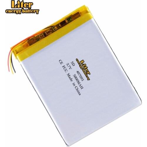 3 Wire 407093 3.7V 5000mAh Liter energy battery Lithium polymer Battery with Protection Board For Tablet PC U25GT