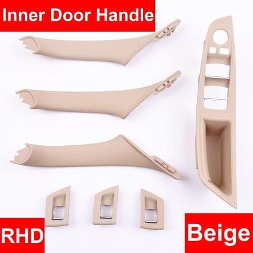 4/7PCS Set Right Hand Drive RHD For BMW 5 series F10 F11 520 525 Black Beige Gray Car Interior Door Handle Inner Panel Pull Trim