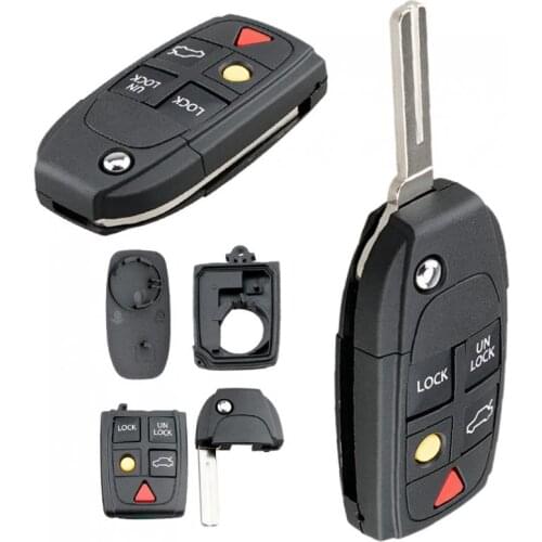 5 Buttons Car Auto Key Fob Case Shell Replacement Flip Folding Remote Cover Fit for VOLVO S60 S80 V70 XC70 XC90