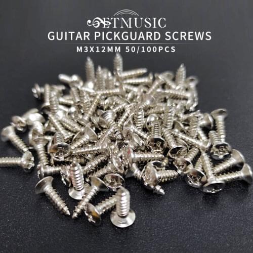 50PCS 3mm Electric Guitar Bass Pickguard Screws Pick Guards Scratch Plate Mounting Screws for ST Tele TL Guitar