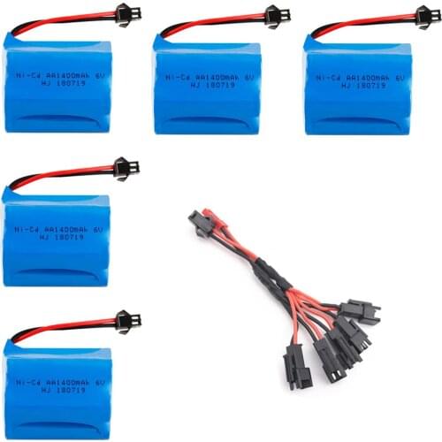 6V 1400mAh NI-CD Battery SM-2P Plug with Cable For RC Toys cars trucks tanks 6 v AA charger battery for Guns lighting facilities