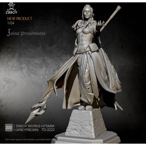 75mm Resin Figure Kits Jaina Beauty Model self-assembled TD-2222