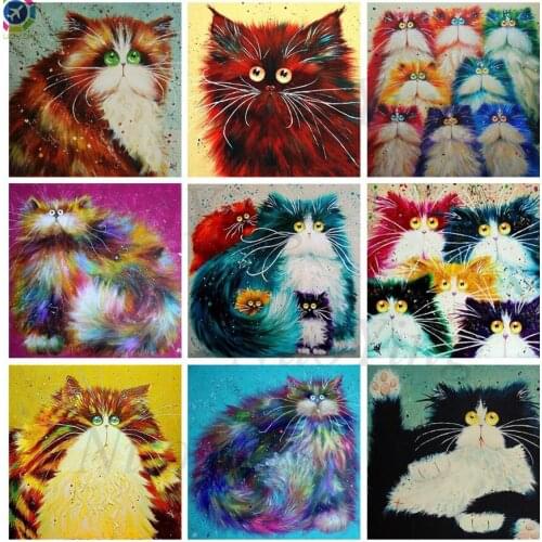 Diamond Painting 5d Color Cat Cartoon Animal New Product Rhinestone Diamond Embroidery Cross Stitch Kit Inlaid Christmas Gift