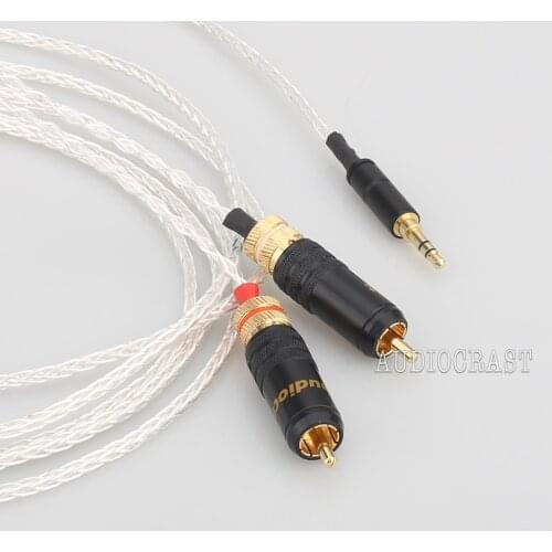 Audiocrast Pure Silver Plated 3.5mm Stereo to 2 RCA Cable Hi-end 3.5mm to Dual RCA Cable for amplifier Phone Home Theater