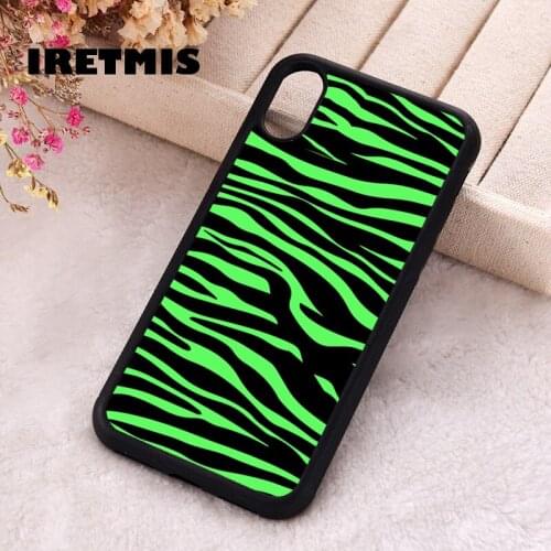 Iretmis 5 5S SE 2020 Phone Cover Case for iPhone 6 6S 7 8 Plus X Xs XR 11 12 Mini Pro Max Silicone TPU Green Zebra