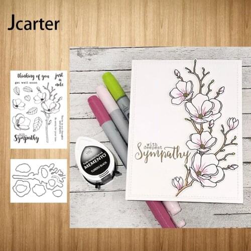 Sympathy Flowers Metal Cutting Dies and Rubber Stamps Letters for Scrapbooking DIY Stencil Album Make Template Decor Model Craft