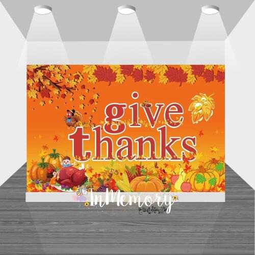 Give Thanks Photo Background Photography Props Maple leaf Pumpkim Backdrop for Photo Studio Photocall Vinyl