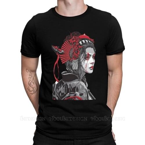 Mens Female Samurai T Shirts Japanese Geisha Samurai Tradition 100% Cotton Clothing Funny Short Sleeve Crewneck Tee Shirt