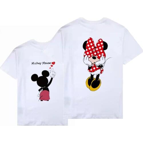 Disney Series TShirts Cartoons Mickey Minnie for Women Cotton T-Shirt Tops Clothes Kawaii Printing Fashion Comfortable Loose Tee
