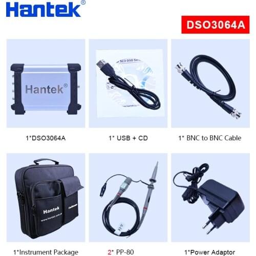Hantek 4CH USB Oscilloscopes/Arbitrary Waveform Generator/ Spectrum Analysis/Frequency Counter 60MHz bandwidth DSO3064A/DSO3064