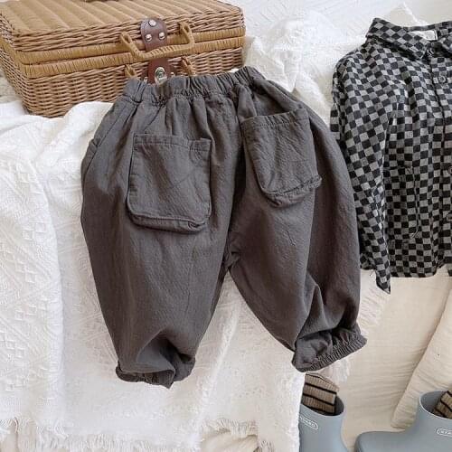 Childrens wear cotton and linen pants for boys and girls in summer 2021 new childrens thin childrens casual knickers