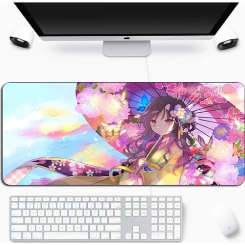 Gaming Mouse Pad Anime Large Locking Edge Otaku XL Mousepad Gamer Rubber Rem Zoro For LOL Keyboard Laptop Computer Desk Mat