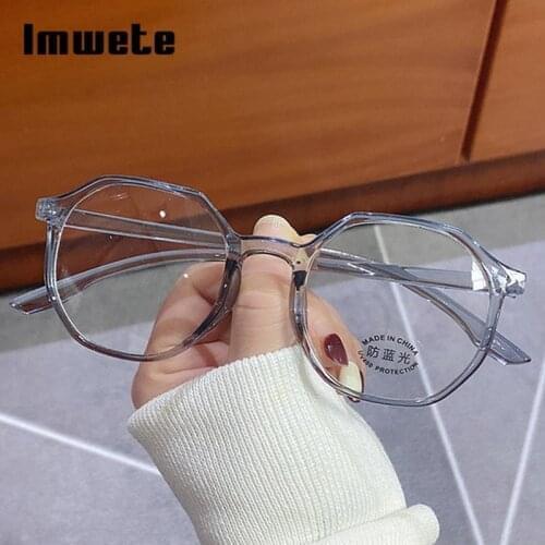 Imwete Vintage Polygon Womens Glasses Frame Anti-Blue Computer Goggles for Men Unisex Optical Eyeglasses Frames