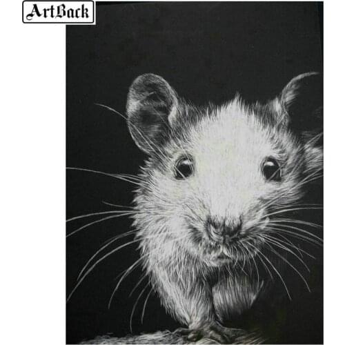ArtBack 5d Diamond Painting Mouse Picture Full Drill Square Diamond Embroidery Animal 3d Diamond Mosaic Home Decor
