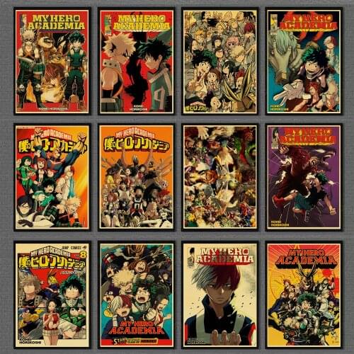 Janpnese Anime My Hero Academia retro posters kraft wall paper High Quality Painting For Home Decor wall stickers