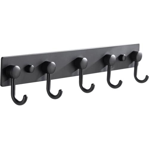 Black 4-7 Stainless Steel Towel Hooks Nail Free or Wall Mounted Robe Hooks,Brief Clothes Hook,Towel Holder,Bathroom hook