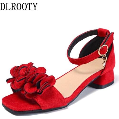 Summer Children Sandals Shoes Girls Flower Princess Kids Party Fashion Buckle Strap High Heels Pumps Toddler Baby
