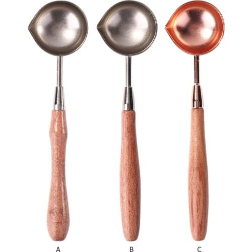 Wax Sealing Melting Spoon DIY Handmade Scrapbooking Photo Envelope Retro Wooden Handle Spoon for Wax Seal Stamp Craft