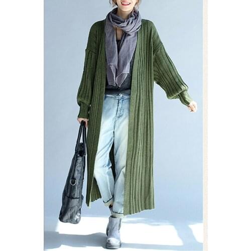 Fashion mid-length sweater knitted cardigan plus size female autumn winter wear version of loose street sweaters cover D213