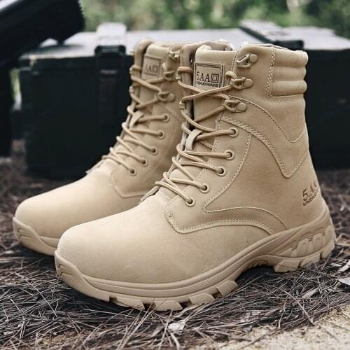 Men Hiking Shoes High Quality Military Ankle Boots Training Waterproof Tactical Desert Combat Mens Boots Outdoor Military Boots