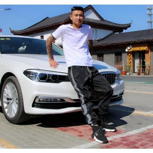 Men casual track pants Reflective stripes splice vintage jogger pants high street women sweatpants leisure trousers couple style