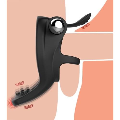 Male Penis Ring Vibrator Delay Ejaculation Vibrating Cock Ring Sex Toys For Couple Chastity Cock Enlargement Prostate Massager